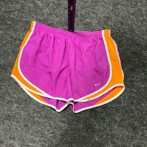 Nike Women's Vibrant Purple and Orange Athletic Shorts